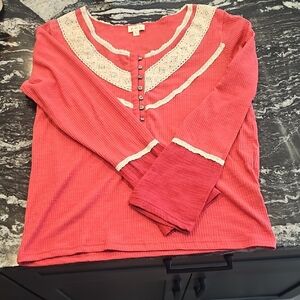 POL Coral and Cream Women's Top